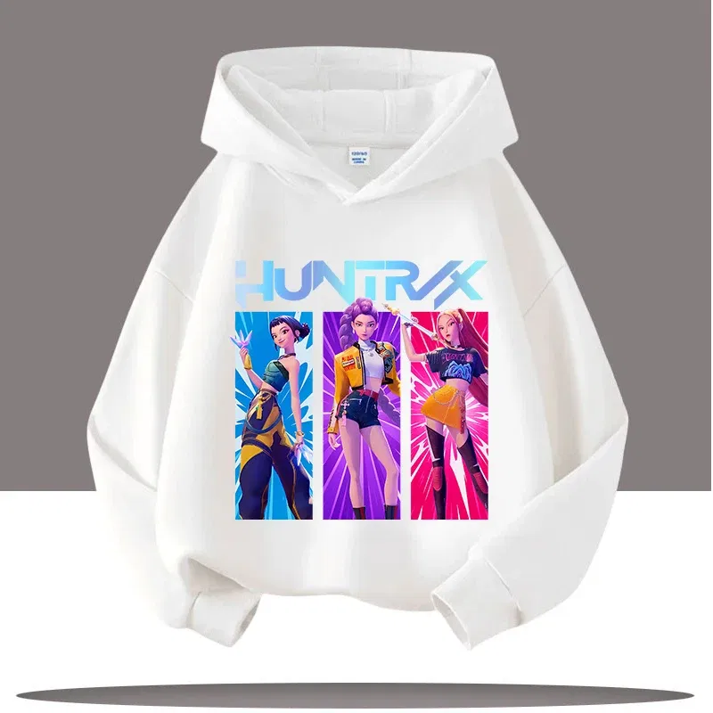 Color: Beige, Kid Size: 10 - Y2K KPop Demon Hunters Hoodies Teenage Girls Boys Rumi KPop Demon Hunters Hoody Autumn Casual Long Sleeve Children's Clothing