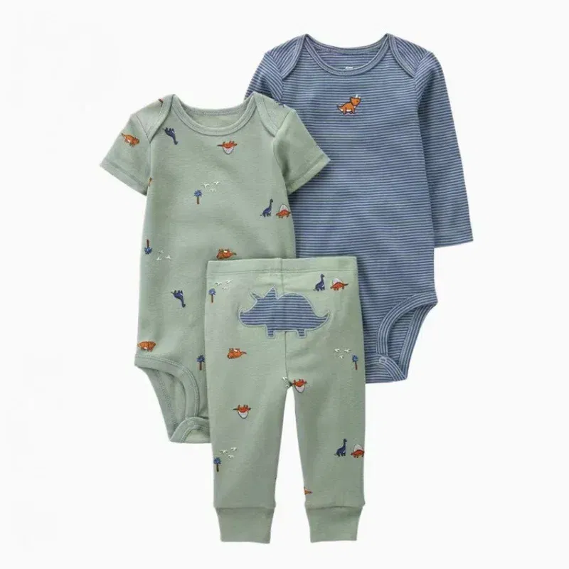 Color: Beige, Ships From: CHINA, Kid Size: 6M - 3PCS Baby Boy Clothes Autumn Newborn Baby Clothes Bodysuits+Pants Animal Outfit Infant Pajama Pure Cotton Sets 0-24M Jumpsuit