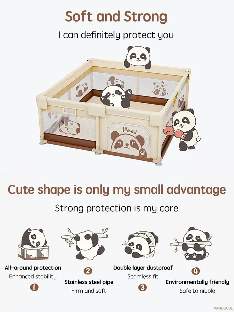 Color: GRAY, Ships From: CHINA - PANGDUBE Panda Baby Playpens Children's Playpen Optional 4 Sizes Playpen for Baby Activity Gym Kids Play Fence Playground