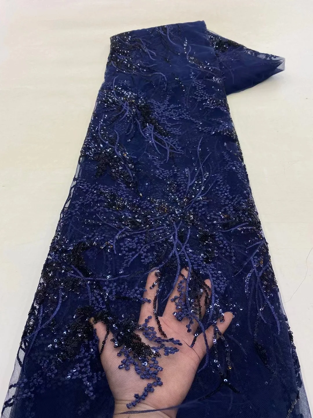 Color: RED, Length: 5 yards, Width: 120cm - African French Sequined Lace Fabrics 2023 High Quality Tulle Lace 5 Yards Nigerian Embroidered Dress Material For Party Wedding
