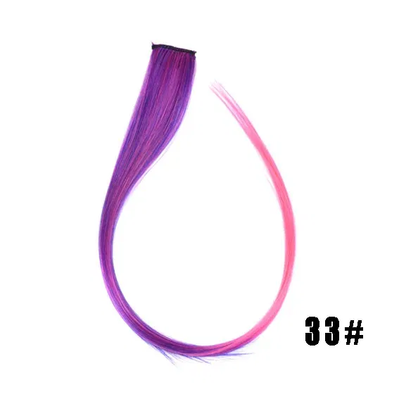 Color: T1B/33/27, Stretched Length: 22inches - Synthetic Clip-in Hair Extensions 22" Long Colorful Straight Hair Pieces Synthetic Hairpieces for Daily Festival Party