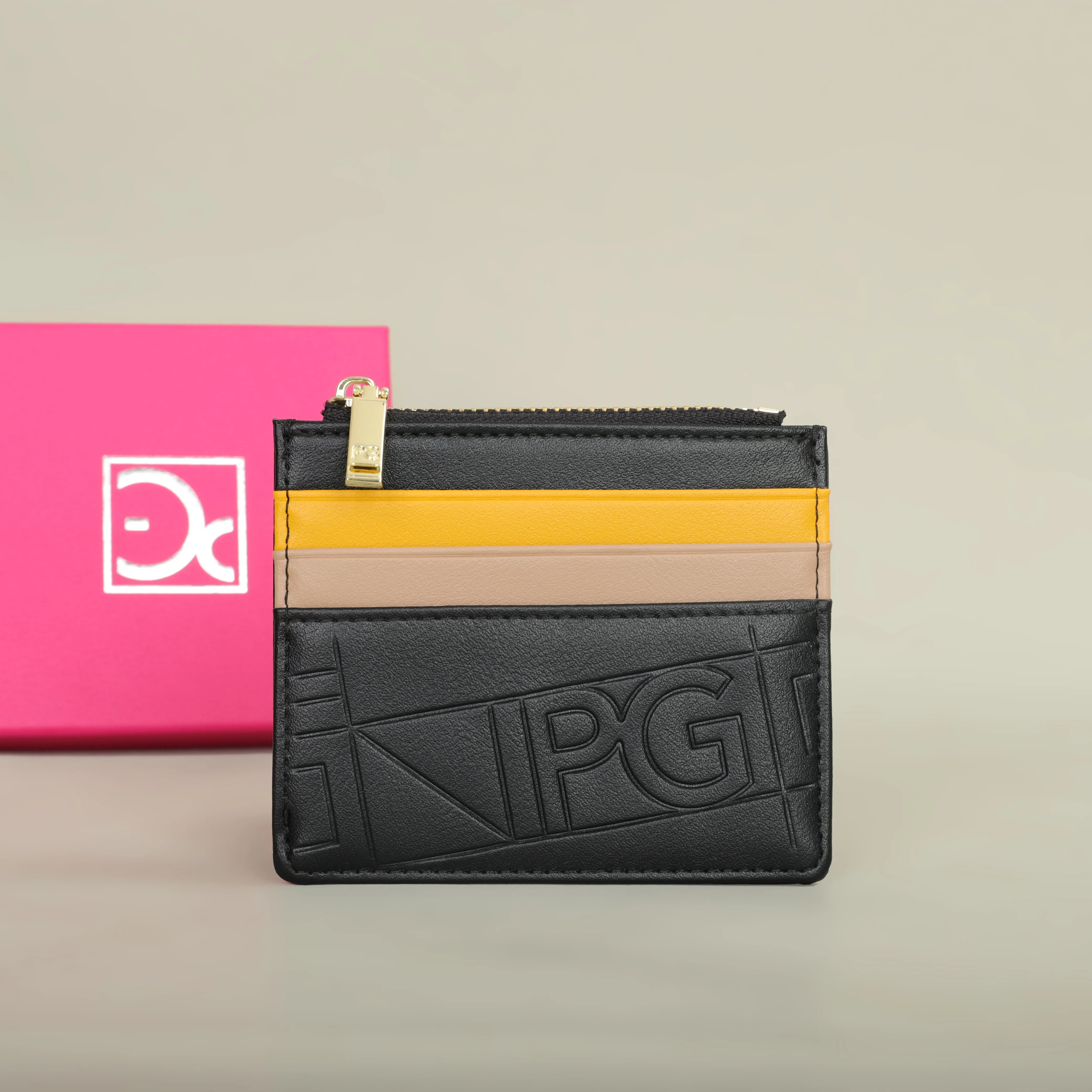Color: Coffee - PG Women's Wallet Fashion Retro Temperament Women's Bag Button Folding Monogram Printed Metal Zipper Leather Bag Card Women's