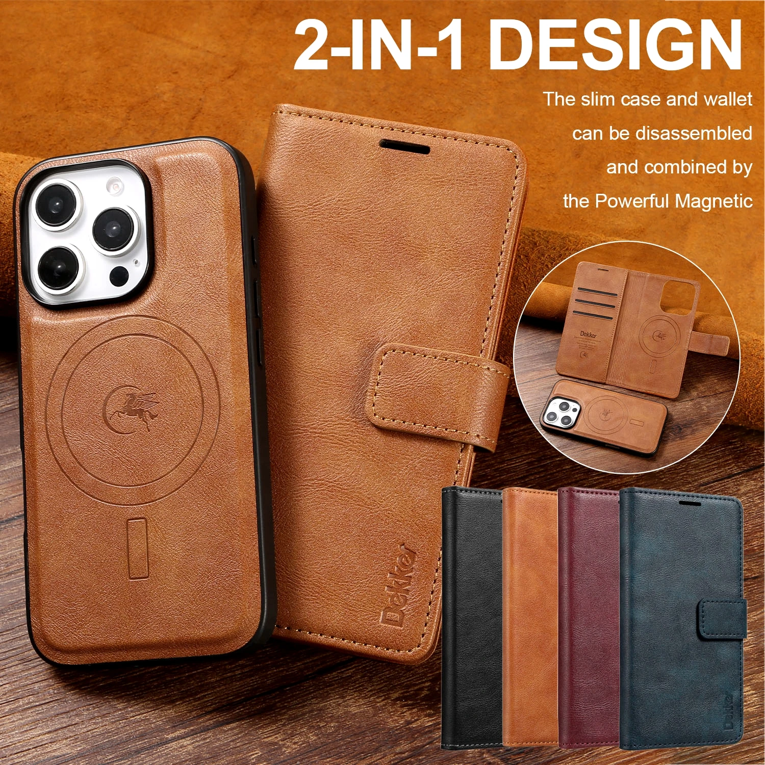 Color: Blue, Material: Nylon - 2 in 1 MagSafe Wallet Case for IPhone 16 Promax 15 Plus 14 Pro Max 13 12 Iphone16 Magnetic Wireless Charging Phone Cover