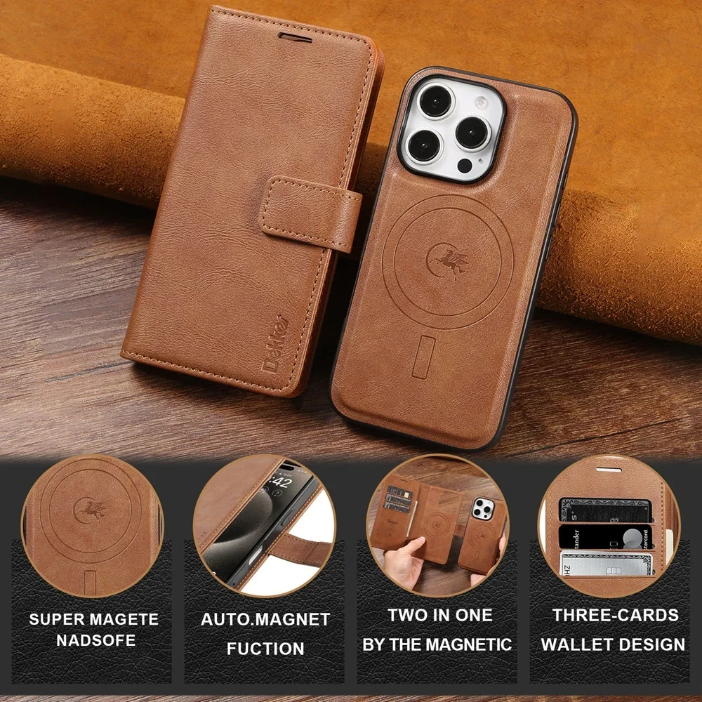Color: Blue, Material: Nylon - 2 in 1 MagSafe Wallet Case for IPhone 16 Promax 15 Plus 14 Pro Max 13 12 Iphone16 Magnetic Wireless Charging Phone Cover