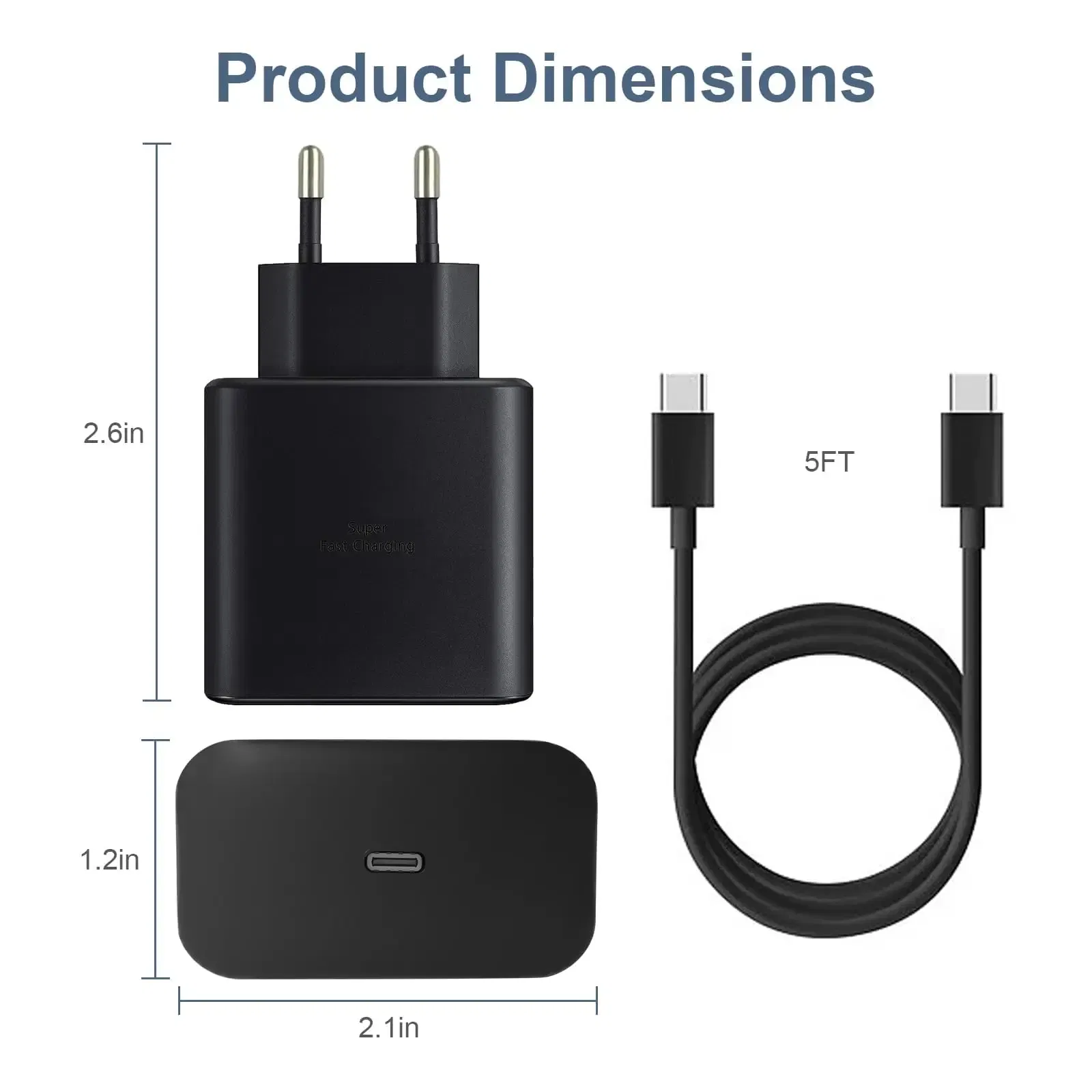 FasChageek Extra Fast Charger 45W type C, USB-C, with 1.5 m Cable for Samsung Galaxy S23 Ultra/S23/S23+/S22/S22, Ultra/S22+