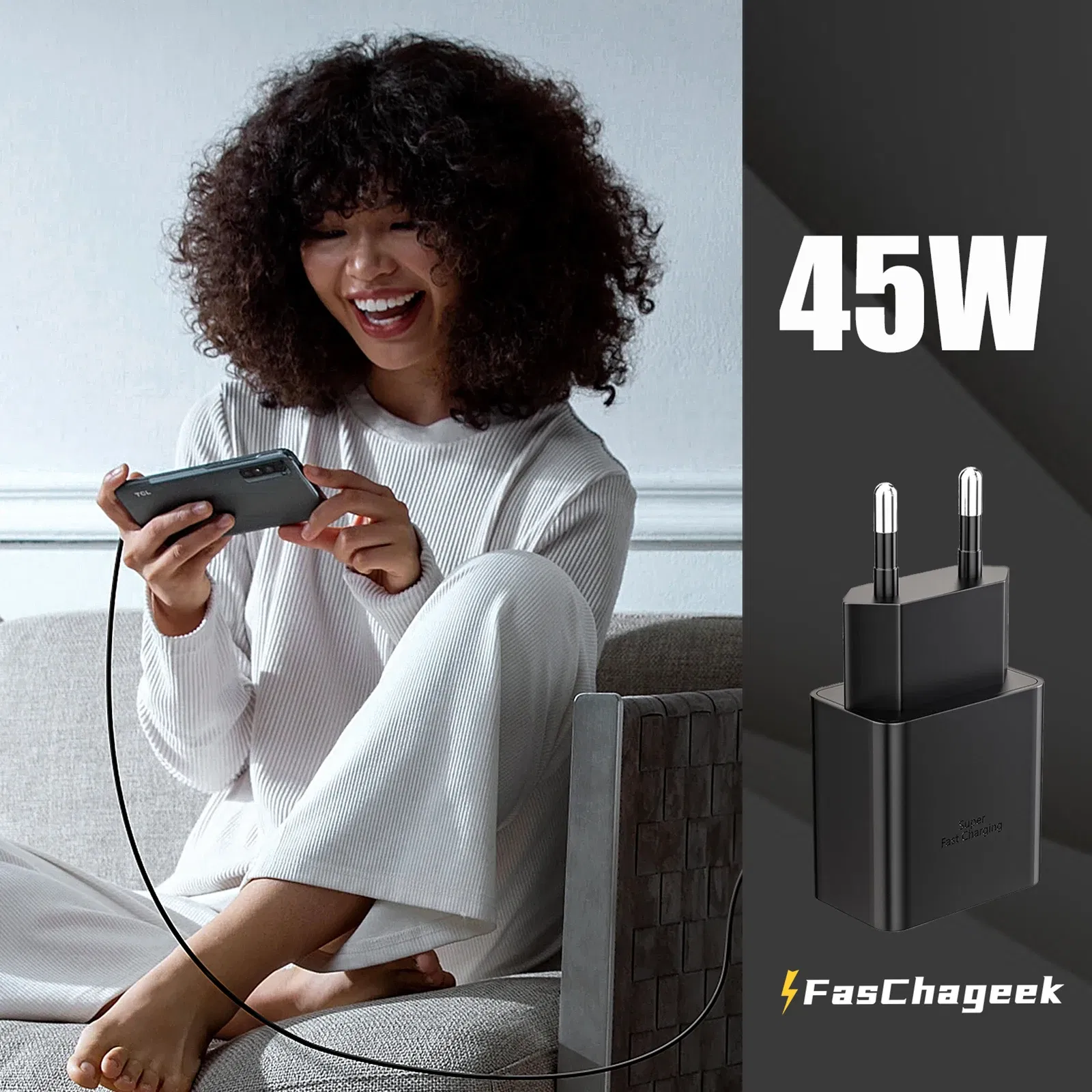 FasChageek Extra Fast Charger 45W type C,  USB-C,  with 1.5 m Cable for Samsung Galaxy S23 Ultra/S23/S23+/S22/S22, Ultra/S22+