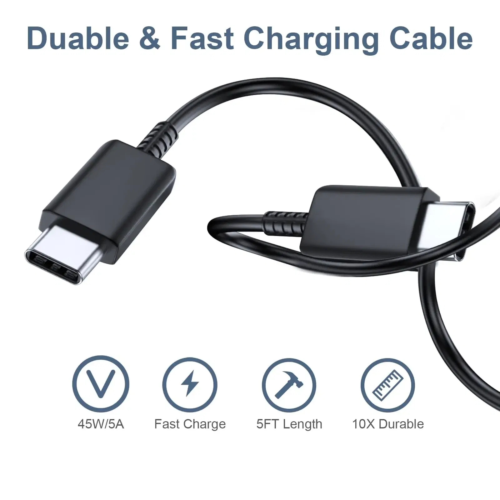FasChageek Extra Fast Charger 45W type C, USB-C, with 1.5 m Cable for Samsung Galaxy S23 Ultra/S23/S23+/S22/S22, Ultra/S22+