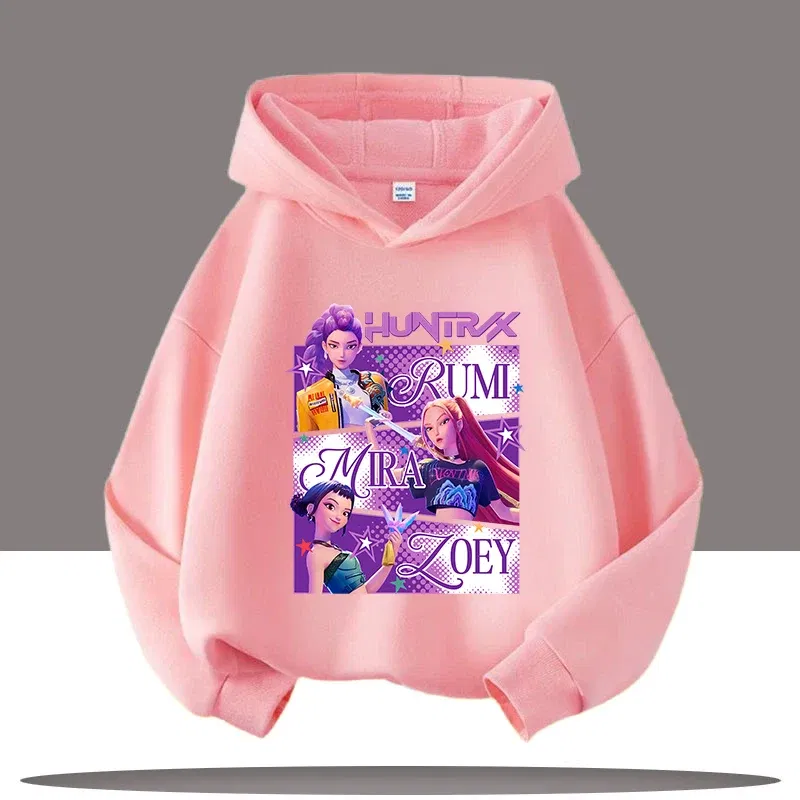 Color: Khaki, Kid Size: 10 - Y2K KPop Demon Hunters Hoodies Teenage Girls Boys Rumi KPop Demon Hunters Hoody Autumn Casual Long Sleeve Children's Clothing