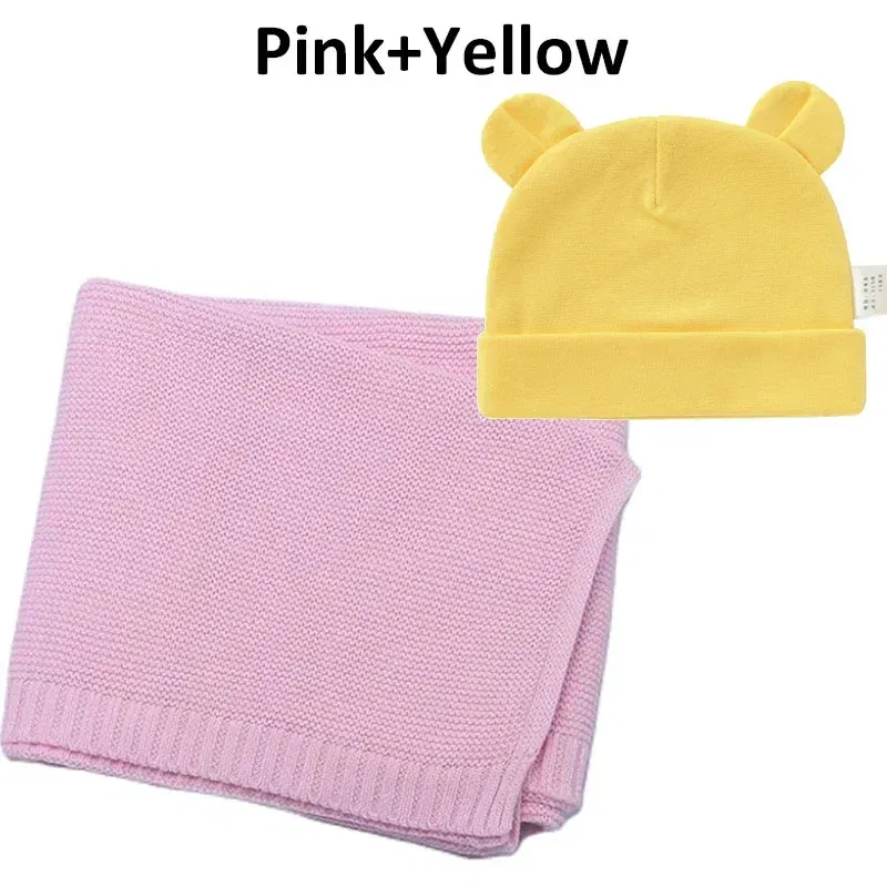 Color: Chocolate, Size: Option 2, Ships From: CN - Personalized Baby Name Newborn Cotton Beanie and Knitted Blanket Set Embroidered Name Covering and Cute Hat Gift Set