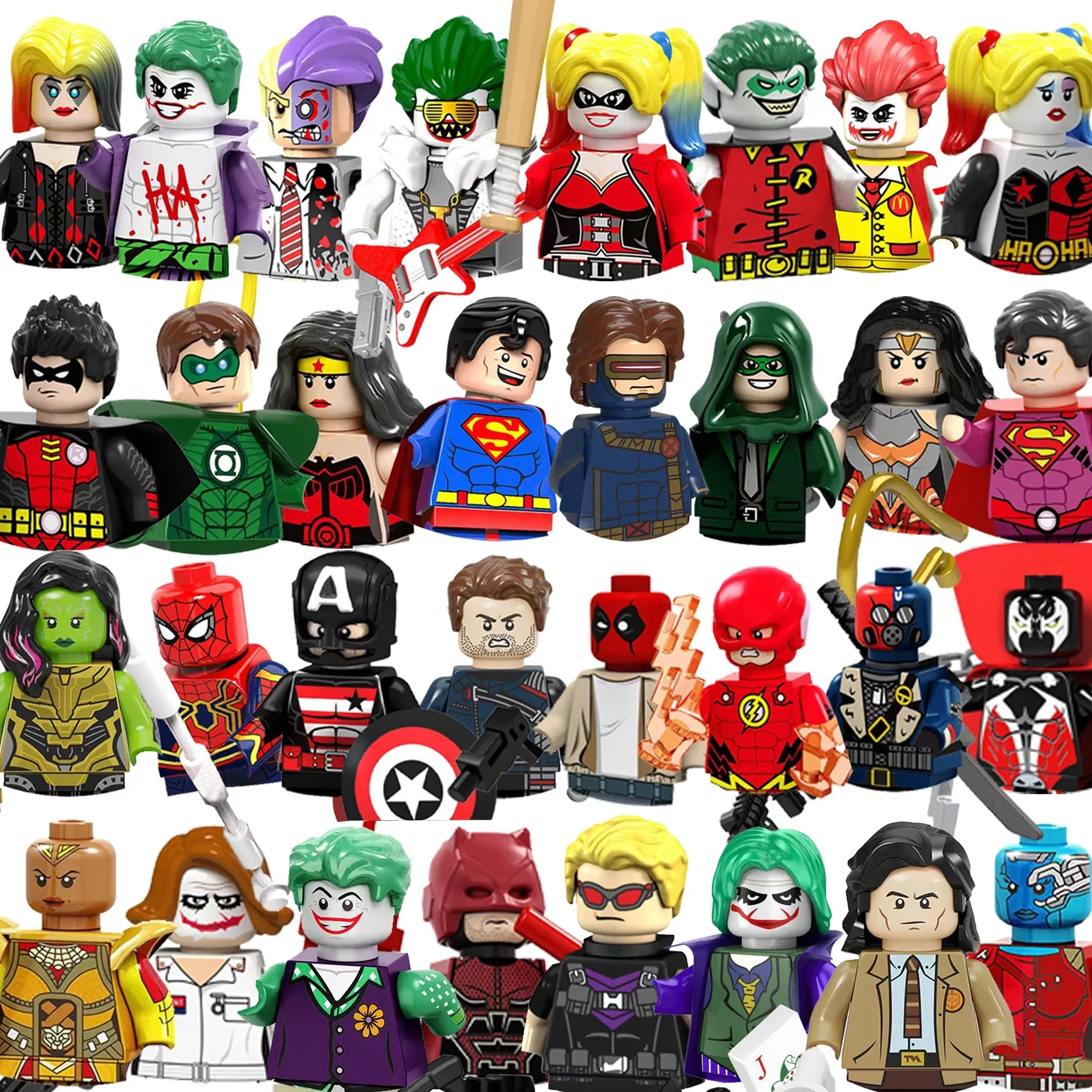 Color: Medium Azure - Marvel Blocks Brick Hero Batman Joker Superman Catwoman Mini Figure Building blocks Hot Toy Children's party gift