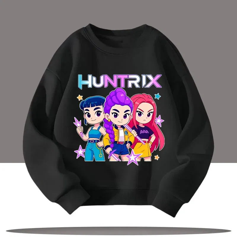 Color: Red, Kid Size: 7 - Children's Clothing K-pop Demon Hunters Cartoon Print 3-12 Year Old New Style Kids Round-neck Sport Shirt Cute Girl Casual Top