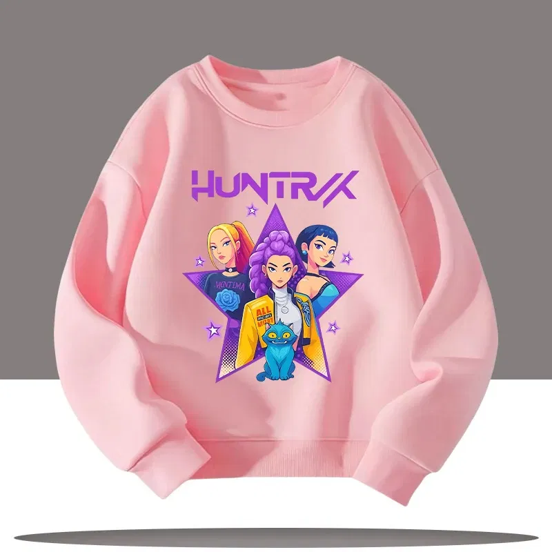Color: Red, Kid Size: 7 - Children's Clothing K-pop Demon Hunters Cartoon Print 3-12 Year Old New Style Kids Round-neck Sport Shirt Cute Girl Casual Top