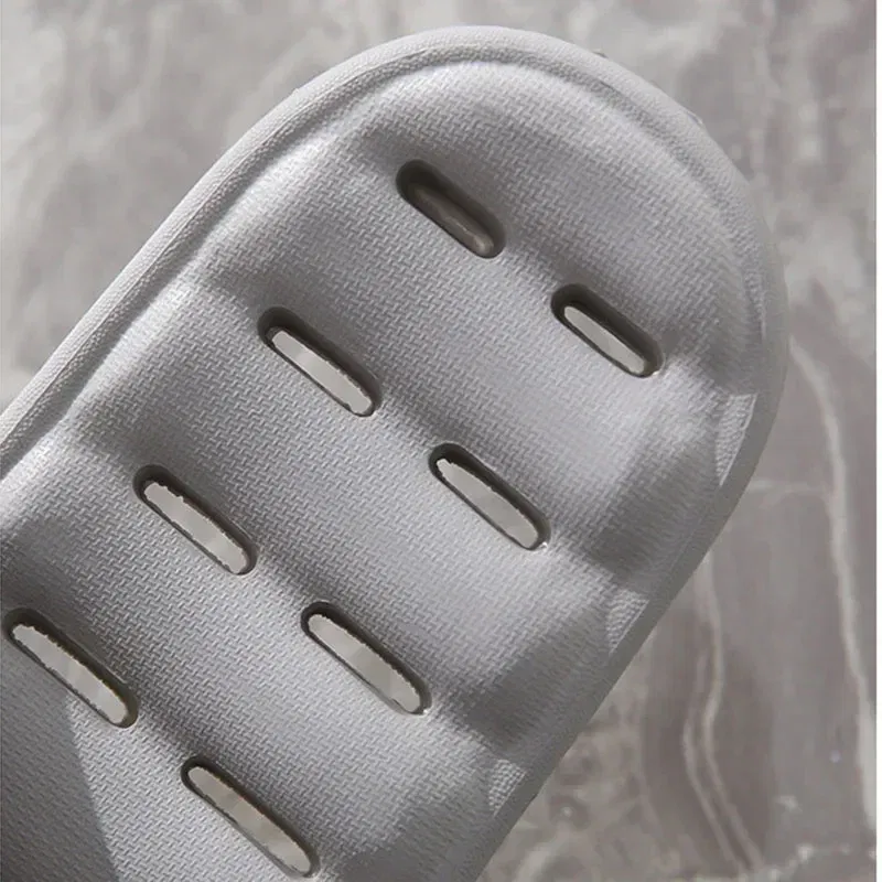 Color: GRAY, Shoe Size: 5 - Men Bathroom Slippers Women Home Slipper Non-slip Water Leaky Slippers Couples Beach Flip Flop Comfortable Soft Sole Slides