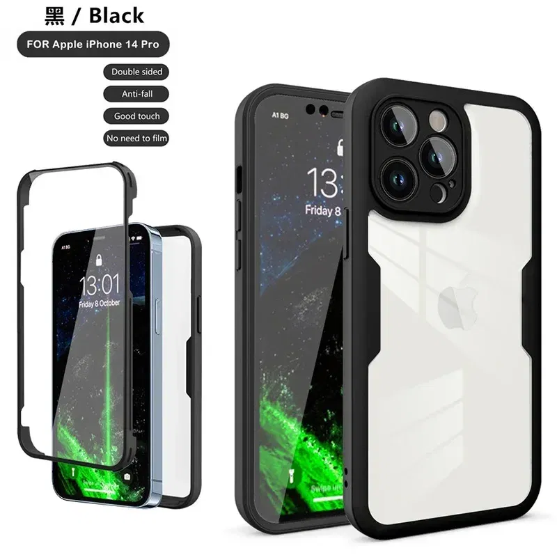 Color: black, Compatible-Phone Models: For iPhone 6s, Ships From: CN - Clear 360 Full Wrap Phone Case For iPhone 17 Pro Max 16 15 14 13 12 11 SE2/SE3 Xr Xs 8 Plus Film With Lens Protection Back Cover