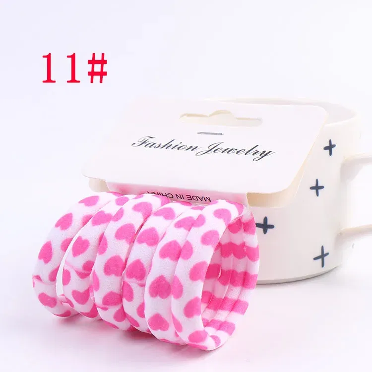 Color: Pink, Ships From: CHINA - 6PCS/Sett Cute Girls Elastic Hair Bands Scrunchies Ponytail Holder Rubber Bands Hair Ties Sweet Kids Hair Rope Hair Accessories