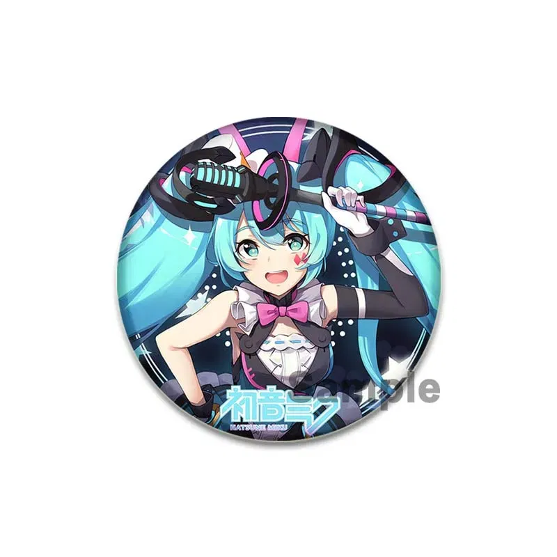 Color: VIOLET/?«?—?…°, Size: M - 58/44/32mm Miku Anime Round Pins Cartoon Badges Cosplay Handmade Tinplate Brooch on Backpack Clothes Chest Ornament Gifts