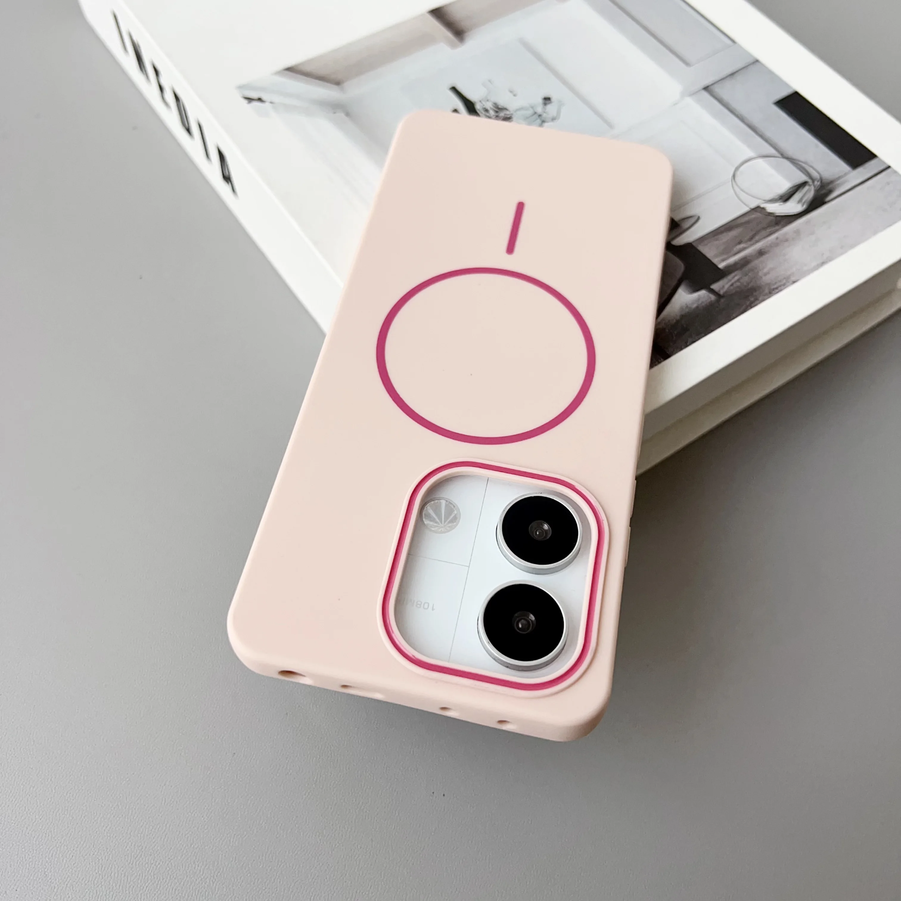Color: black, Compatibility by Model: Redmi Note 13 Pro 4G - NEW For Redmi Note 14 13 Pro A4 A5 4G 5G skin sensitive original thin circle magnetic solid color phone protective case