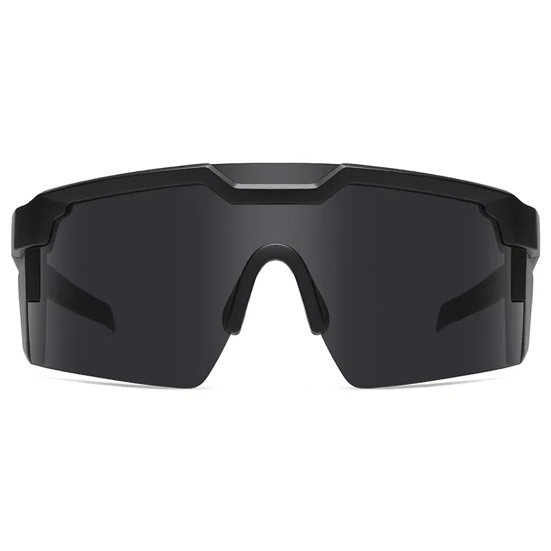 Lenses Color: GRAY, Frame Color: BROWN - NEW High quality luxury Heat Wave brand sunglasses square Conjoined lens cycling Women men sun glasses UV400
