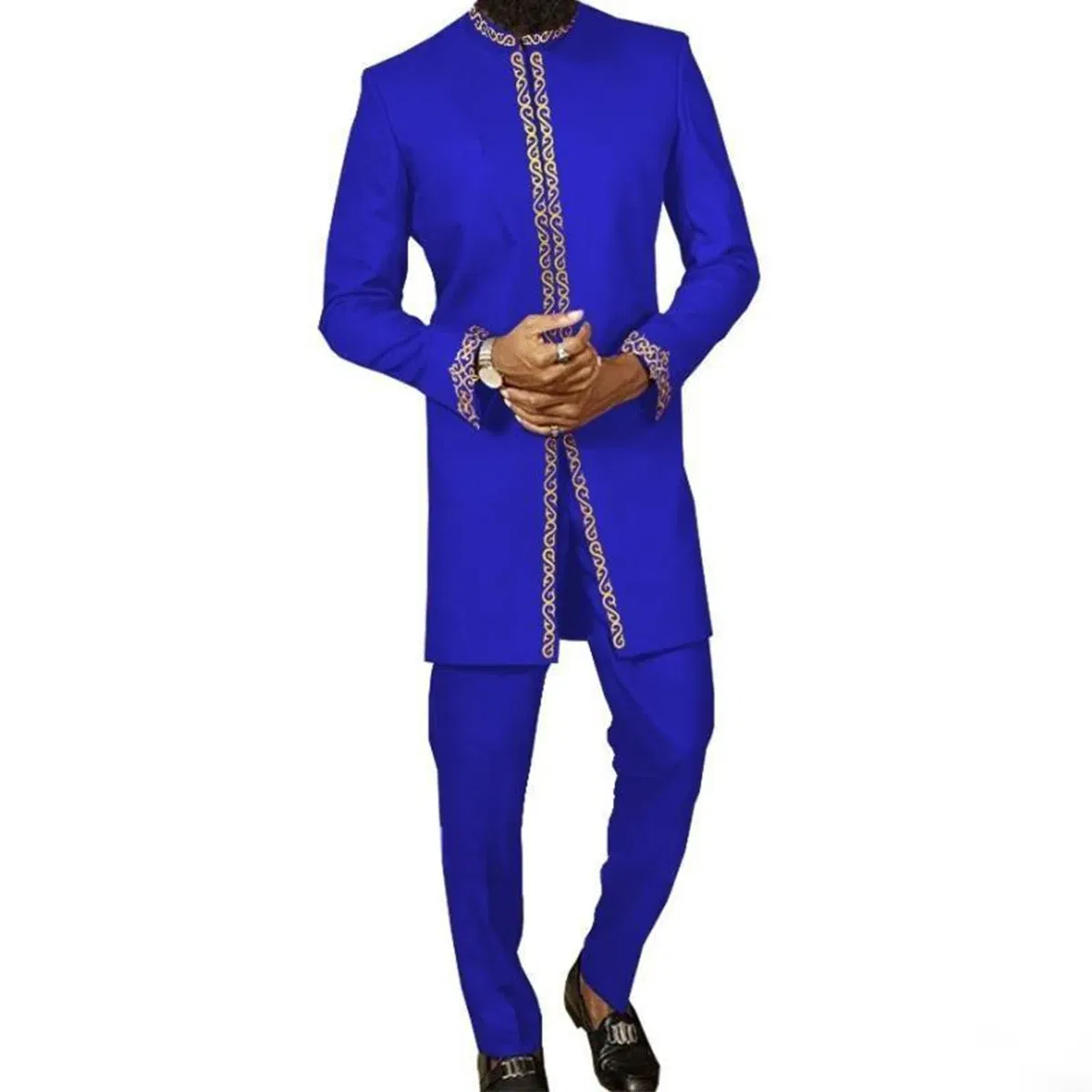 Color: Ivory, Size: M - 2024 New African Traditional Men's Set Elegant and Fashionable Men's Suit Casual Embroidery Two Piece Set Men's Suit Kaftan