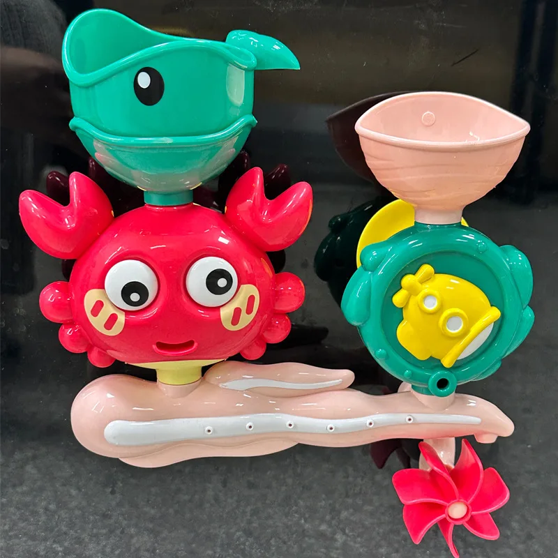 Color: Orange - Playful Crab & Fish Water Wheel Bath Toy - Suction Base for Easy Attachment, Ideal for Fun & Educational Bath Time, Fun Bath Toy