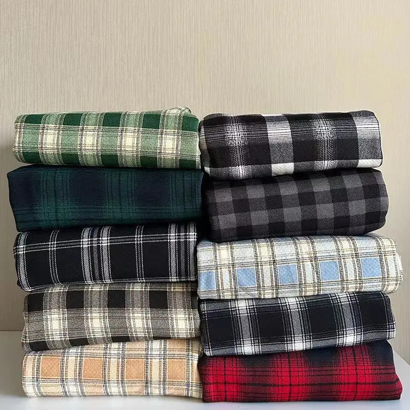 Color: Yellow, Size: L - Padded Thickened Wide Leg Pants Winter LambswoolPlaid Pants Female High Waist Casual Straight Pants