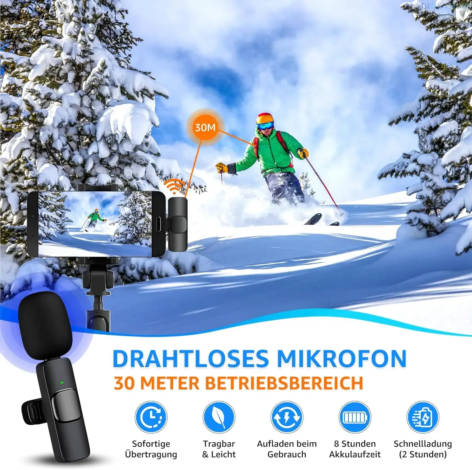 Color: Red - Wireless Lavalier Microphone for iPhone Android Handy Microphone Plug Play Wireless Microphone for Interview YouTube TikTok