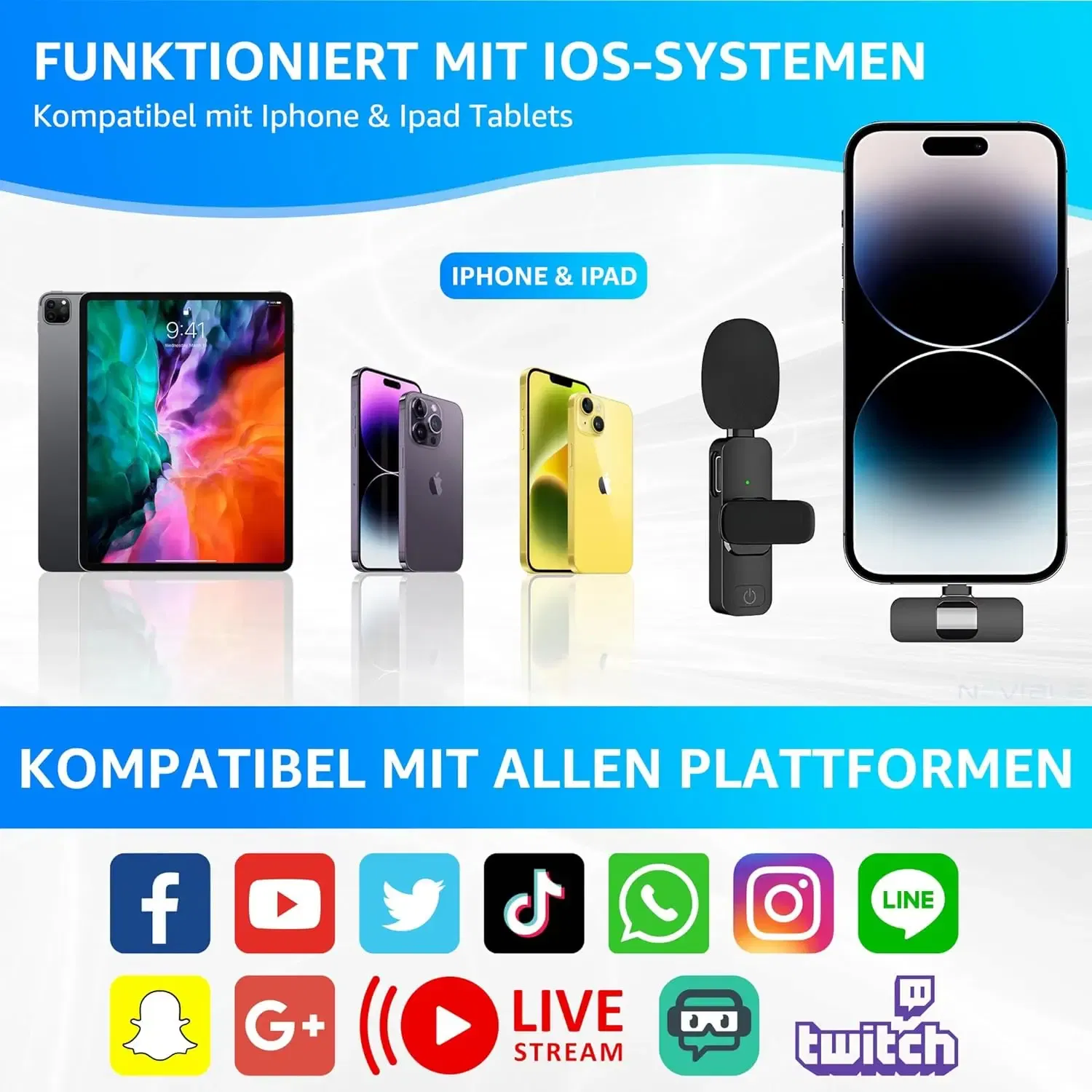 Color: Red - Wireless Lavalier Microphone for iPhone Android Handy Microphone Plug Play Wireless Microphone for Interview YouTube TikTok