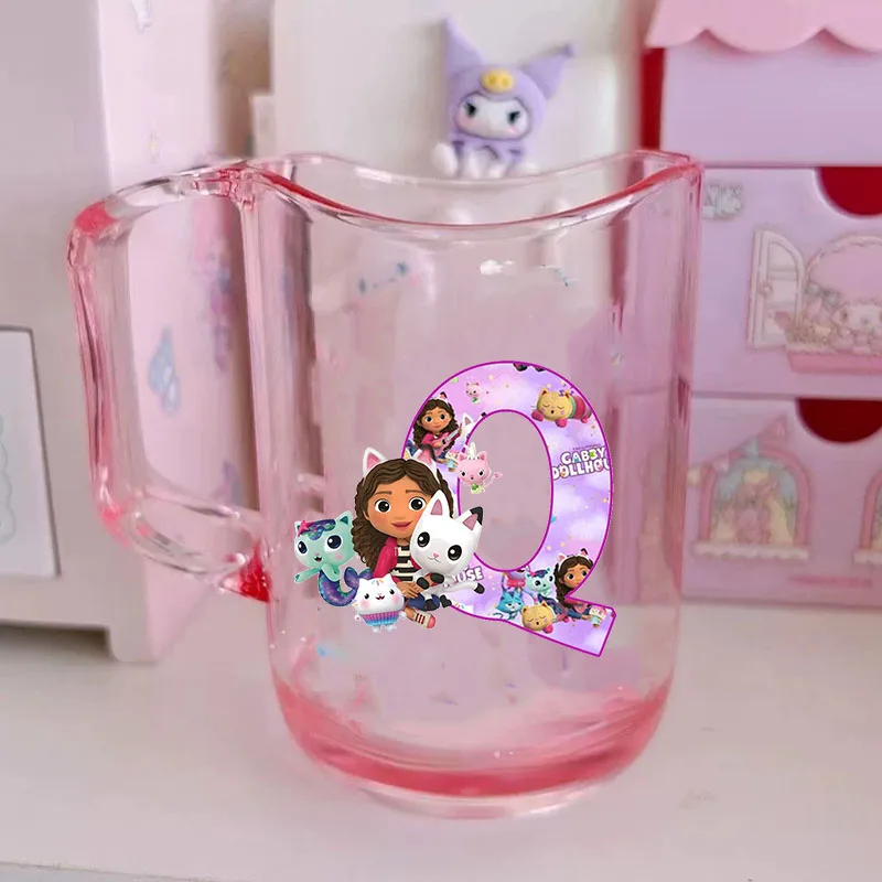 Color: Clear, Size: Other - Gabby Dollhouse Letter A-Z Print Water Cup ABS Tooth Brushing Cups Anime Kawaii Cat Kids Toothglass Cups Kids Birthday Gift