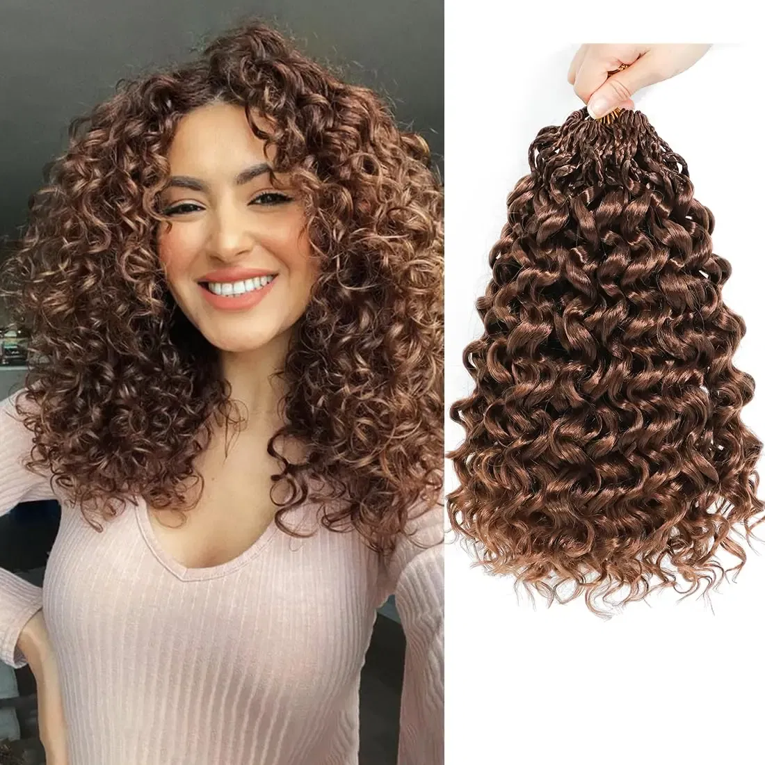 Color: #30, Stretched Length: 14inches, Bulk Buy: 1Pcs/Lot - Box Gogo Curl Crochet Hair for Black Women Pre looped Short Ocean Wave Crochet Hair Water Wave Beach Curl Crochet Braiding Hair