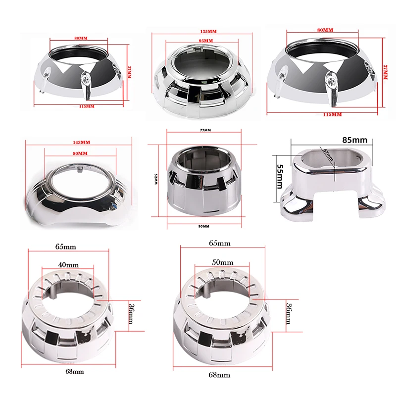 Color: Silver - SANVI 2.5INCHES 3INCHES BI XENON/LED Projector lens mask  shrouds Car light accessories