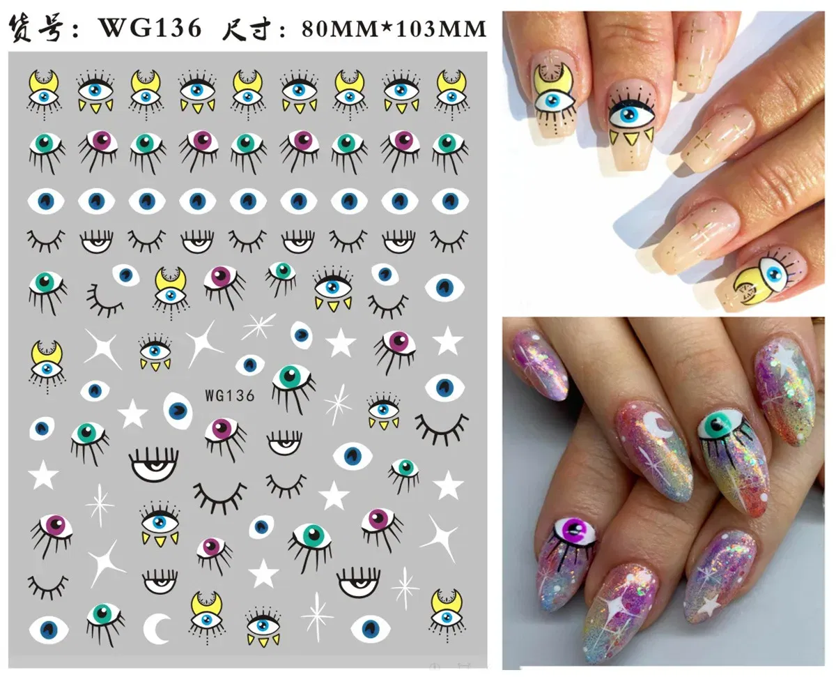 Color: Light grey - 1Pc Christmas Stickers Santa Claus Snowflake Decals Catoon Image Muti- Pattern New Year Halloween Nail Art Stickers for Manicure