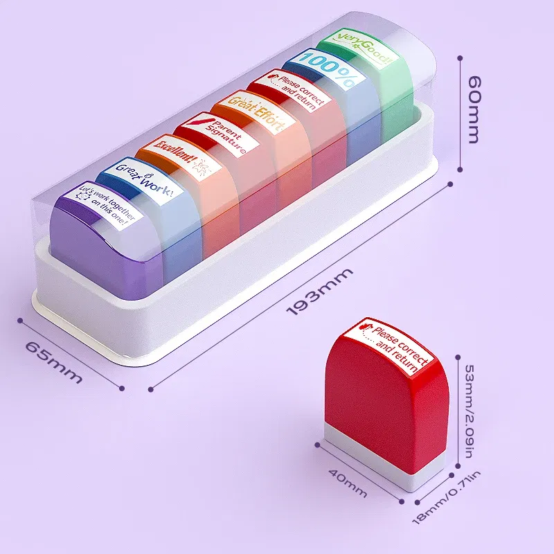 Color: Red - 8 teacher stamps Automatic inking stamps for classroom Teacher Fun Personalized teacher stamps for graded office Teacher supplie