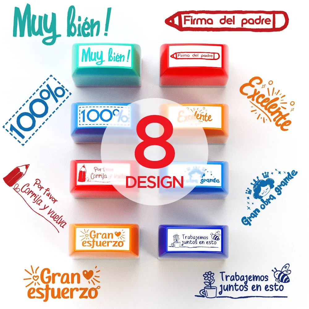 Color: Red - 8 teacher stamps Automatic inking stamps for classroom Teacher Fun Personalized teacher stamps for graded office Teacher supplie