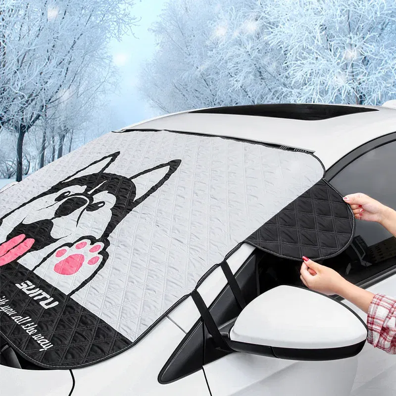 Color: Dark Grey - Car Windshield Heat-insulating Cover Auto Front Window Frost Blanket Snow Cover For Suv Trucks Winter Car Accessories