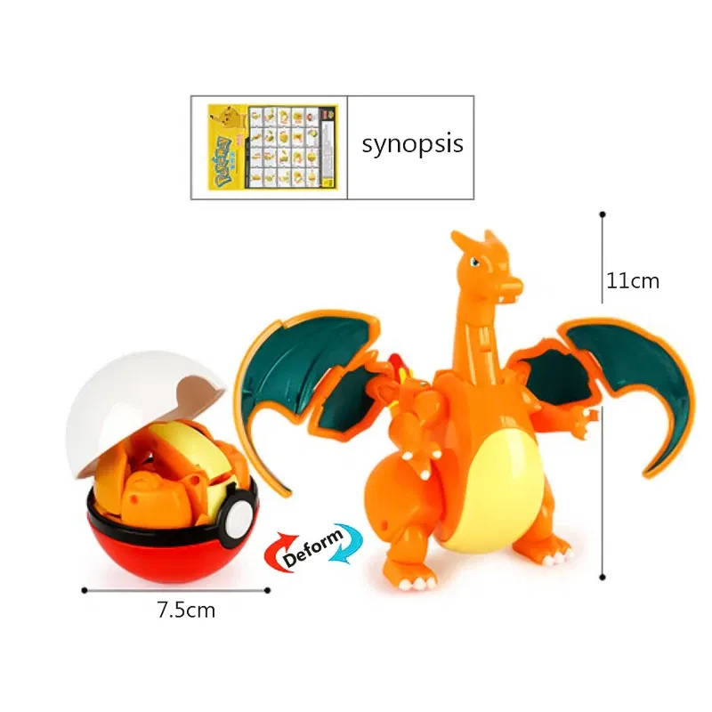 Color: WHITE - High Quality Pokemon Ball Deformation Toy Pikachu Mewtwo Gyarados Pocket Monster Pokeball Pokemon Action Figure Children Toy Gif