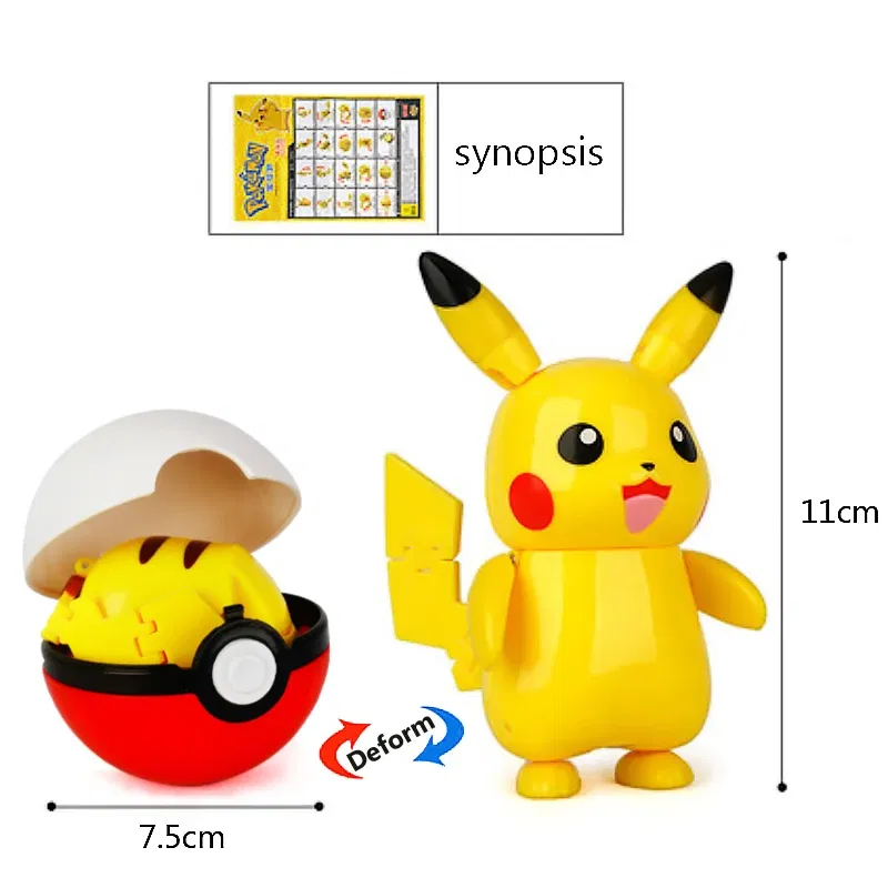Color: WHITE - High Quality Pokemon Ball Deformation Toy Pikachu Mewtwo Gyarados Pocket Monster Pokeball Pokemon Action Figure Children Toy Gif