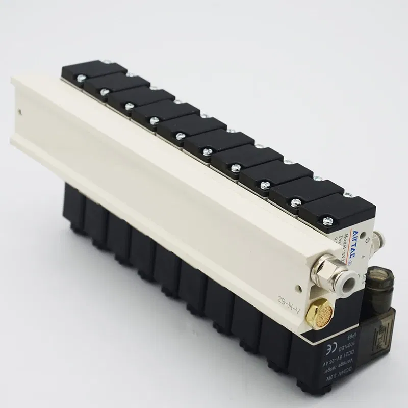 Color: Rose Red, Specification: 3/4" - 3V210-08 Manifold Station Solenoid Valve  3 port 2 position Multi-way Combination DC12V 24V AC220V With Fitting Solenoid Valves