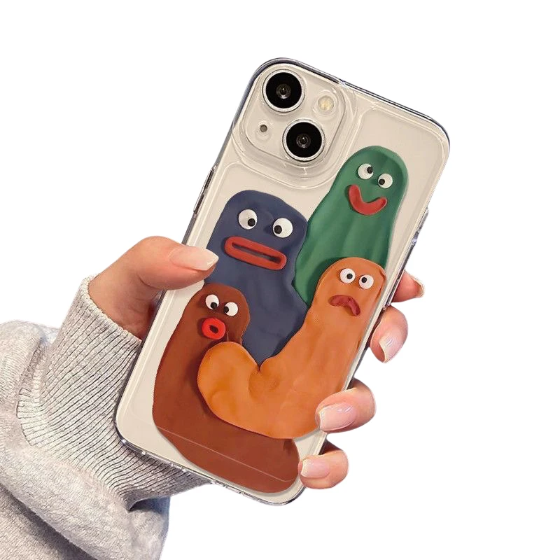 Color: Beige, Material: Silicon - Funny Silly Putty Phone Case For iPhone 11 12 13 14 15 16 Pro Max XR X XS Mini 8 7 Plus SE 2020 Fashion Clear Case