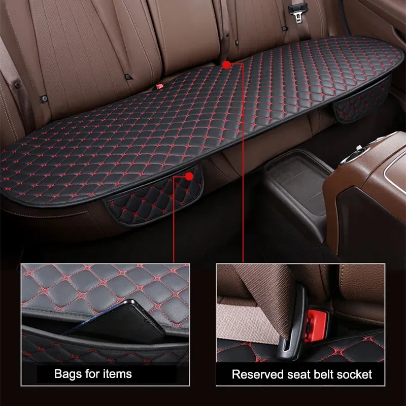 Color Name: camel - Car Seat Cover PU Leather Universal Seat Cushion Minimalism Auto Chair Protective Cover Auto Protector Pad with Storage Pocket