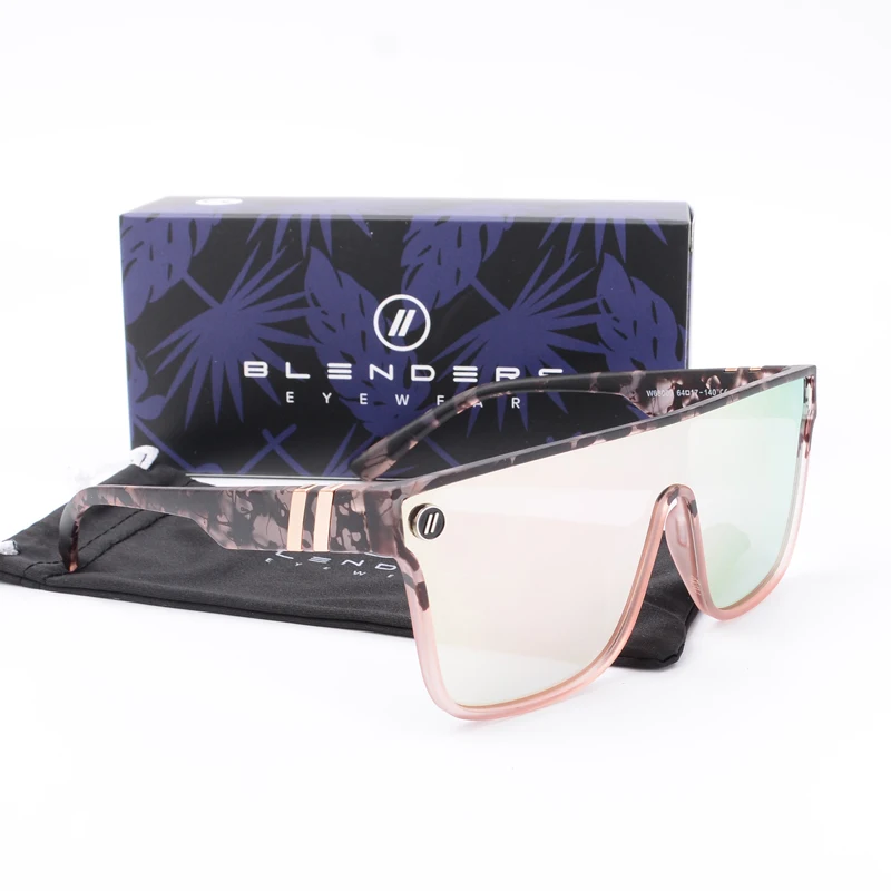 Lenses Color: GRAY - Mixed blue mirror UV protection lens Men's sunglasses Retro fashion Square Blender Men's sunglasses 68009: With box