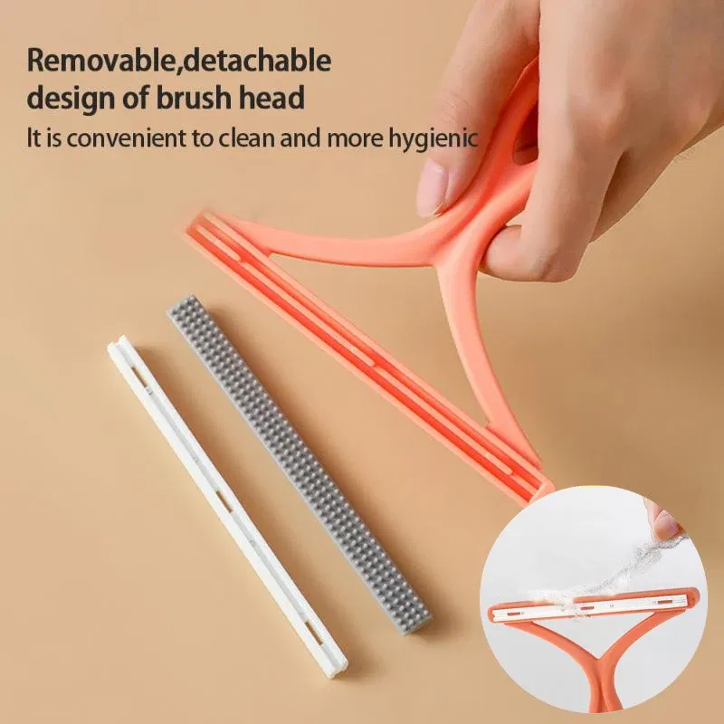 Color: Red - 1pc 2in1 Double Sided Pet Hair Remover Lint Remover Clean Tool Shaver Sweater Cleaner Fabric Shaver Scraper For Clothes Carpet