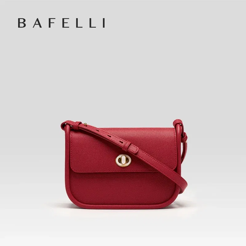 Color: camel - BAFELLI 2024 WOMEN'S NEW TREND LEATHER SADDLE BAGS FASHION STYLE ORIGINAL DESIGNER LUXURY BRAND CASUAL CROSSBODAY PURSE SHOULDER