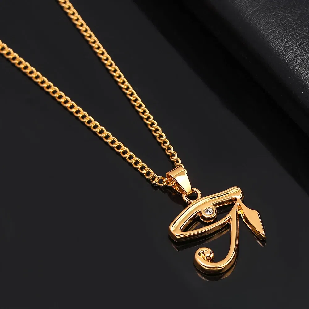 Gold color Ancient Egyptian Pharaoh Eye of Horus pendant necklace Egyptian Gods Power Eye Necklaces for Women Men Jewelry Charms