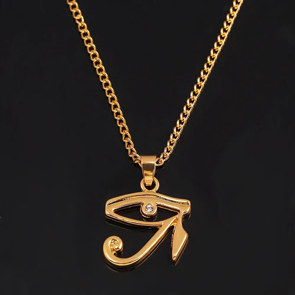 Gold color Ancient Egyptian Pharaoh Eye of Horus pendant necklace Egyptian Gods Power Eye Necklaces for Women Men Jewelry Charms