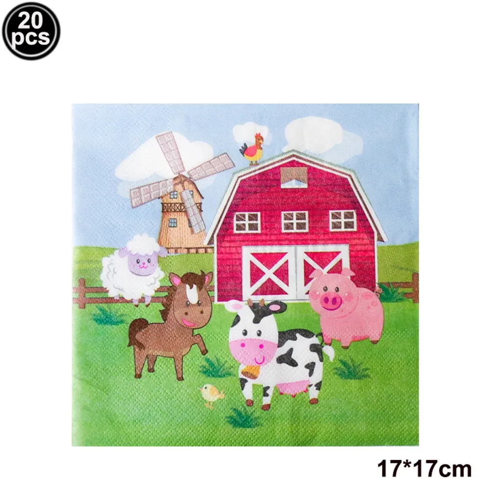 Color: Olive - Farm House Fun Barnyard Animals Party Supplies Paper Plates Napkins CUps Farm Animals Birthday Party Decoration