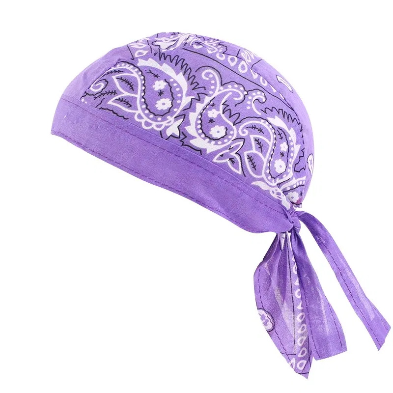 Color: Silver - Cotton Cycling Pirate Bandana Men Women Headwraps Bike Headband Headcloth Sweat Wicking Beanie Hip-hop Turban Head Scarf