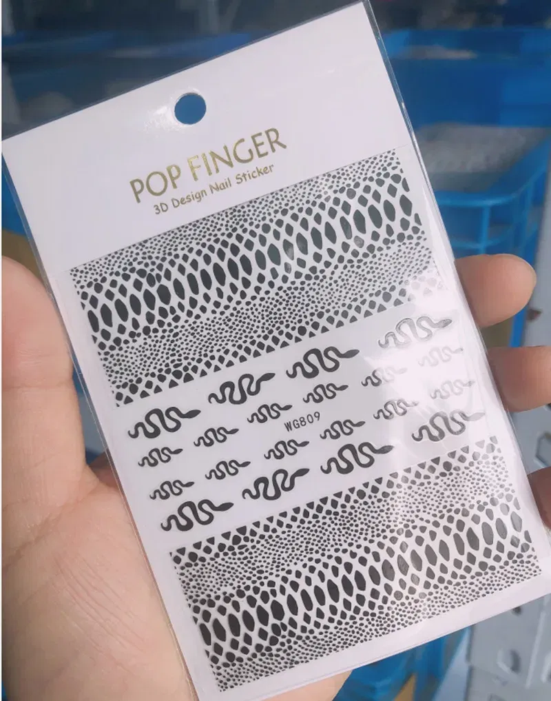Color: Blue with White - 1PCS New English Alphabet Nail Stickers Multi-Color Laser Reflective Nail Slider Art Cool Text Nail Kit