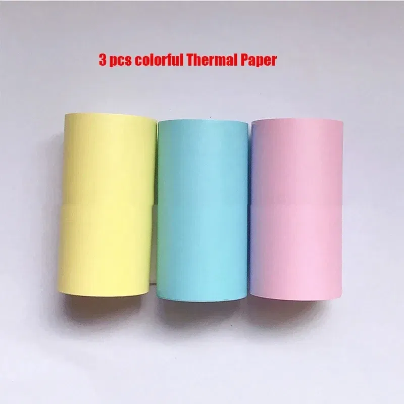 Color: Orange - Printer Paper Thermal Paper 58mm Mini Photo Rolls 57*25MM White Color Gift DIY Sticker Label Receipt Bill Self-adhesive Paper
