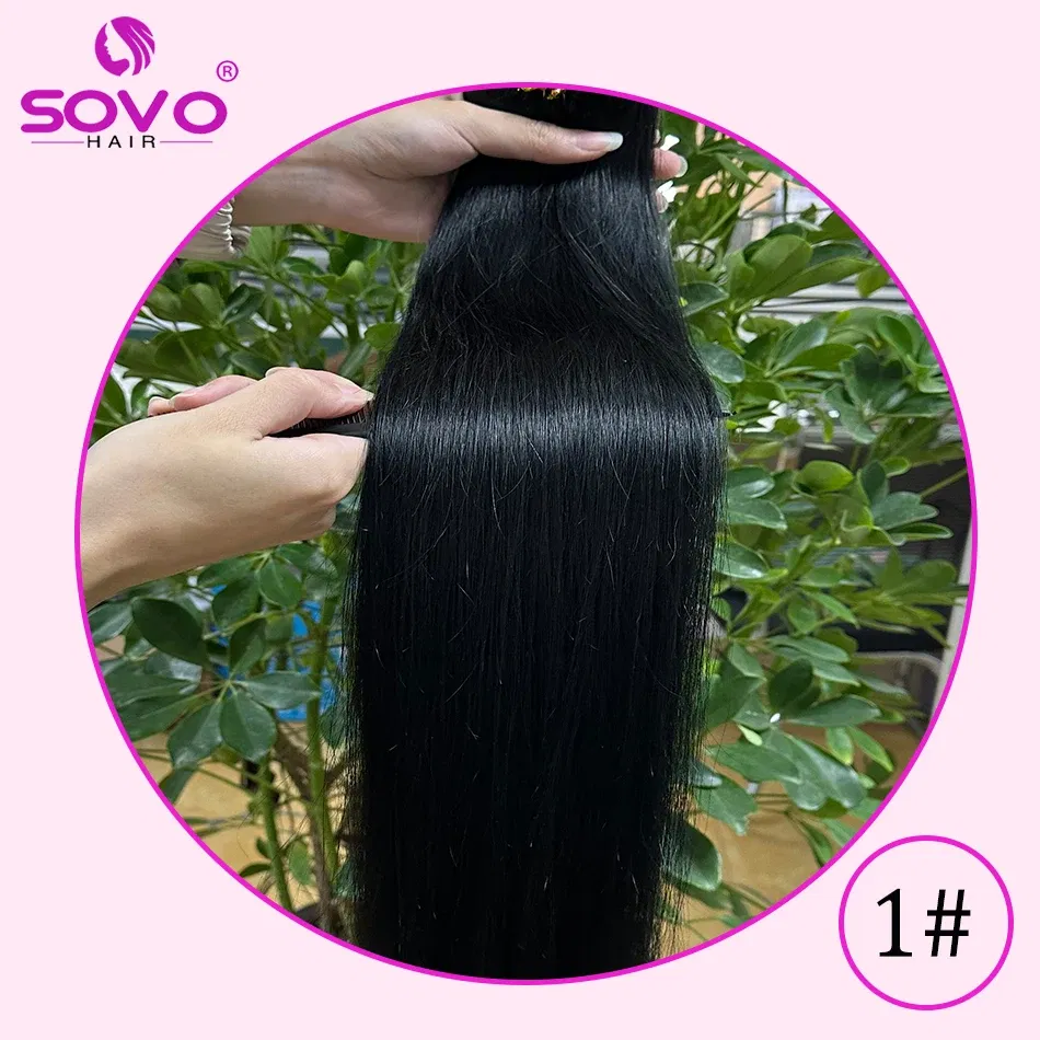 Color: #1, Length: 20 INCHES - SOVO Clip In Hair Extensions Human Hair 3 Pieces Bone Straight Clip Ins Hair Extension 60-90G Real Natural European Hair 12-26"
