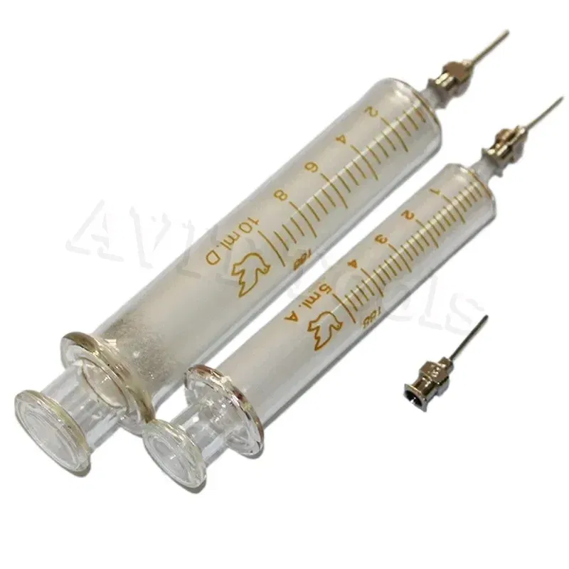 Color: Yellow - Glass Syringe 1ml 2ml 5ml 10ml 20ml 30ml Syringe Metal Needle Welding Oil Container Glass Push Rod Mobile Phone Repair Tools